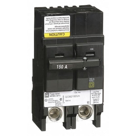 Square D QOB2150VH - Miniature Circuit Breaker, QO Series, 150 A, 2 Pole, 120/240 V AC, 22k A at 120/240 V AC