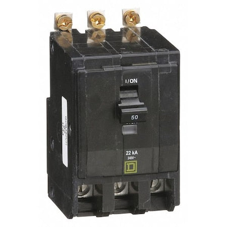 Square D QOB350VH - Miniature Circuit Breaker, QO Series, 50 A, 3 Pole, 120/240 V AC, 22k A at 120/240 V AC