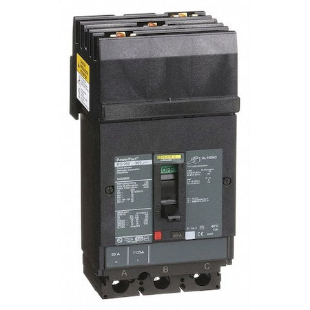 Square D HGA36060 - Molded Case Circuit Breaker, POWERPACT H Series, 60 A, 3 Pole, 600 V AC, 65k A at 240 V AC