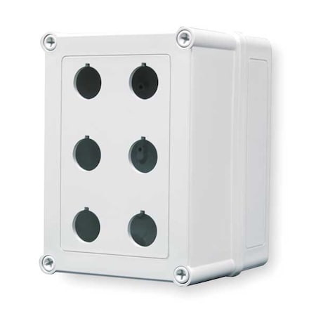 Hoffman VM755-PBM6 - Push Button Enclosure,22mm,6 Holes,Plastic