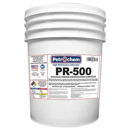Petrochem PR-500 - Chain & Wire Rope Lubricant, 5 gal, Bucket, Synthetic Base, 545 Degrees F Max Op Temp, Amber, Proofer Chain Lubricant Series