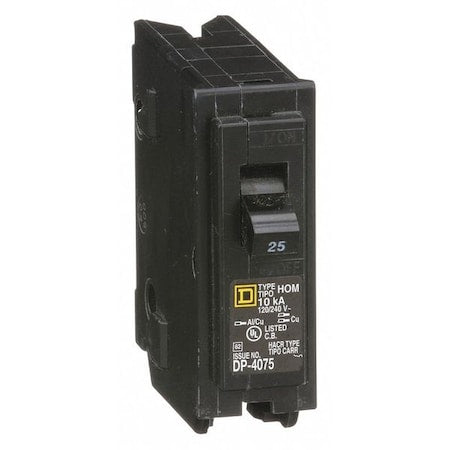 Square D HOM125 - Miniature Circuit Breaker, HOMELINE Series, 25 A, 1 Pole, 120 V AC, 10k A at 120 V AC