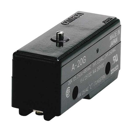 Omron A-20G - Snap Action Switch, Pin, Plunger Actuator, SPDT, 20 A at 480 V AC Contact Rating