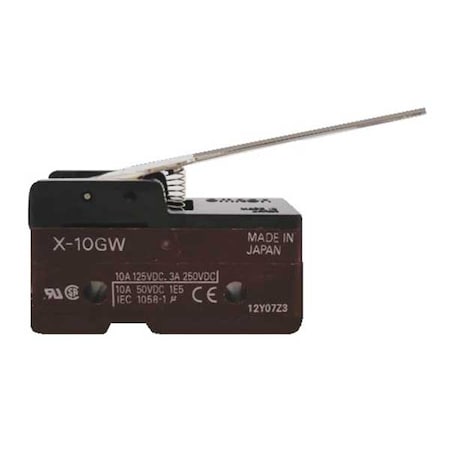 Omron X-10GW - Industrial Snap Action Switch, Hinge, Lever Actuator, SPDT