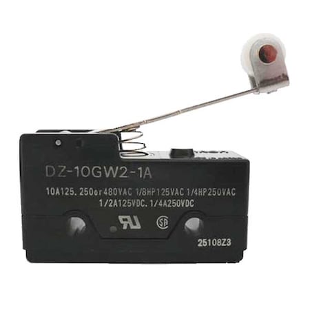 Omron DZ-10GW2-1A - Snap Action Switch, Hinge Roller, Lever Actuator, DPDT, 10 A at 240 V AC Contact Rating