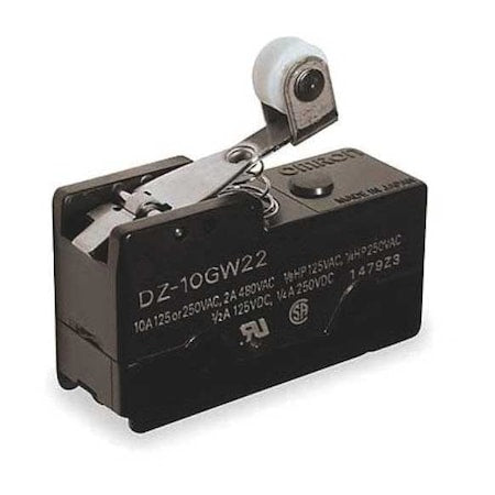 Omron DZ-10GW22-1A - Snap Action Switch, Hinge Roller, Lever Actuator, DPDT, 10 A at 240 V AC Contact Rating