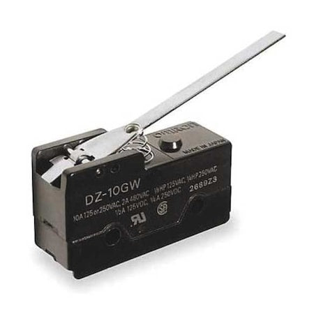 Omron DZ-10GW-1A - Snap Action Switch, Hinge, Lever Actuator, DPDT, 10 A at 240 V AC Contact Rating