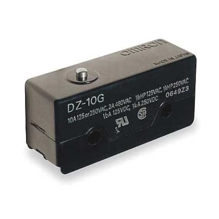 Omron DZ-10G-1A - Snap Action Switch, Pin, Plunger Actuator, DPDT, 10 A at 240 V AC Contact Rating