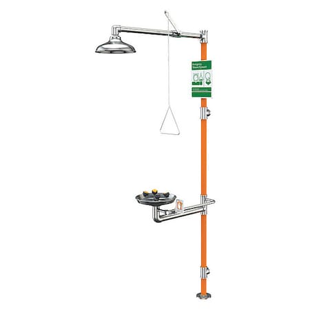 Guardian Equipment GBF1994 - Barrier-Free Shower with Eyewash, Face Wash, Floor Mount, Stainless Steel, 96 in H