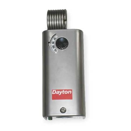 Dayton 2NNT2 - Line Voltage Mechanical Thermostat,Cool Only,30 to 110 F,Expose Dial,120 to 270 V AC,Stainless Steel