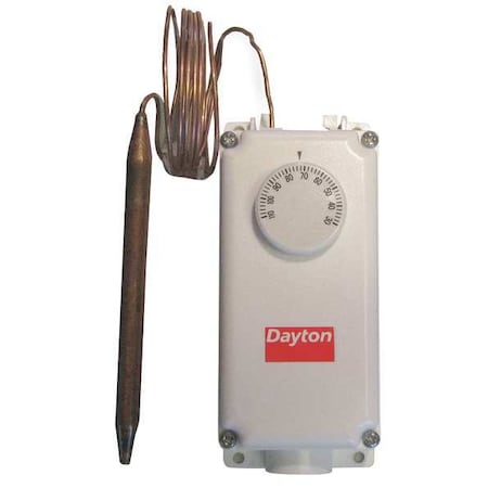 Dayton 2NNR6 - Line Voltage Mechanical Thermostat, Heat or Cool, 0 to 120 F, Exposed Dial, 120 V/240 V/277 V AC,1 C/1 H