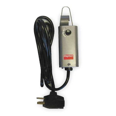 Dayton 2NNT5 - Portable Heating Thermostat W/ 6ft L Cord,Heat Only,35 to 95 F,Mechanical Selector Dial,120 V AC, SS