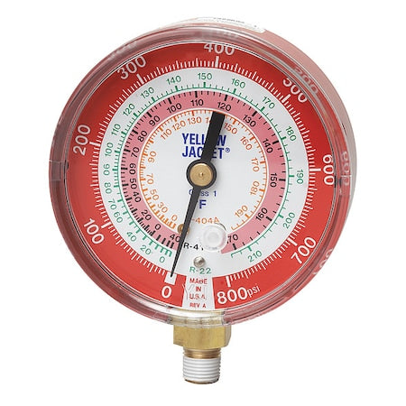 Yellow Jacket 49137 - Gauge,3-1/8 In Dia,High Side,Red,800 psi