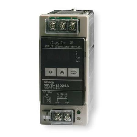 Omron S8VS-12024A - DC Power Supply, 100/240 V AC, 24 V DC, 120 W, 5 A, DIN Rail