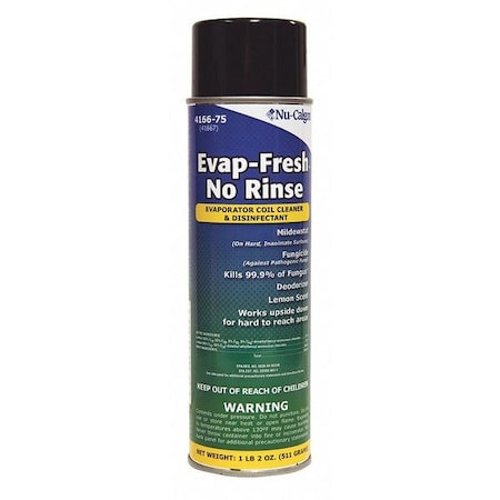 Nu-Calgon 4166-75 - Evap-Fresh No Rinse Evaporator Coil Cleaner & Disinfectant, Aerosol, Clear, 1 lb 2 oz Net Weight