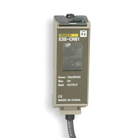 Omron E3S-CR61 - Retroreflective Photoelectric Sensor, Bare Wire, Right Angle, Rectangular, Selectable Light On/Dark On, NPN and PNP