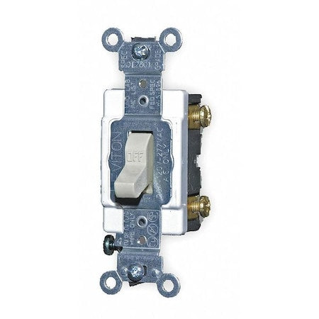 Leviton 1221-SI - Wall Swtch, 1-Pol, 120/277 V, 20 A, Ivry, Toggl