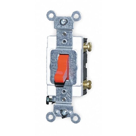 Leviton 1221-SR - Wall Swtch, 1-Pole, 120/277 V, 20 A, Red, Toggl