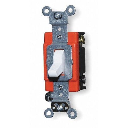 Leviton 1224-2W - Wall Switch, 4-Way, 120/277 V, 20 A, Wht, Toggl