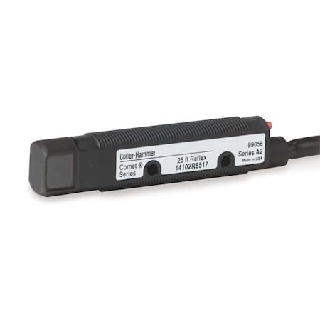 Eaton 14102R6517 - Retroreflective Photoelectric Sensor, Bare Wire, Right Angle, Cylindrical, Selectable Light On/Dark On, NPN and PNP