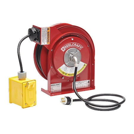Reelcraft L 4545 123 7B - Power Cord Reel with 45 ft. Cord 2-Outlet 12/3