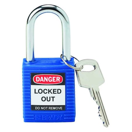 Brady 99556 - Lockout Padlock, Keyed Different, Nylon, Blue, 1 1/2 in Shackle Height, 1 1/2 in Body Width
