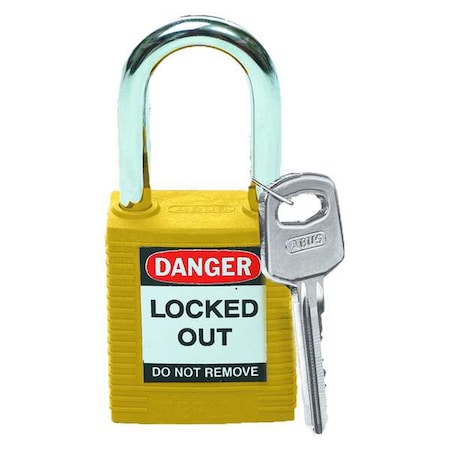 Brady 99570 - Lockout Padlock, Keyed Different, Nylon, Yellow, 1 1/2 in Shackle Height, 1 1/2 in Body Width