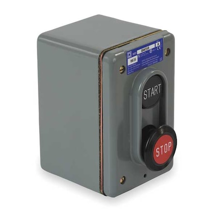 Square D 9001BW250 - Control Station,Dead-End,2 Buttons,Blk/Red