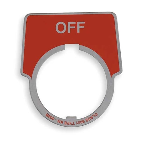 Schneider Electric 9001KN304 - Legend Plate, Off, Silver/Red, Half-Round