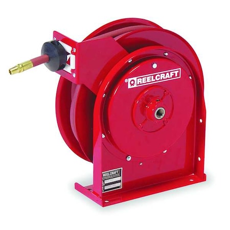 Reelcraft 4435 OLP - Spring Return Hose Reel, 1/4 in Hose Diameter, 35 ft Length, 300 psi Max. Pressure, Brass, Red