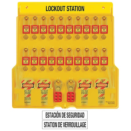 Master Lock 1484BP410 - Lockout Station,Filled,72 Components