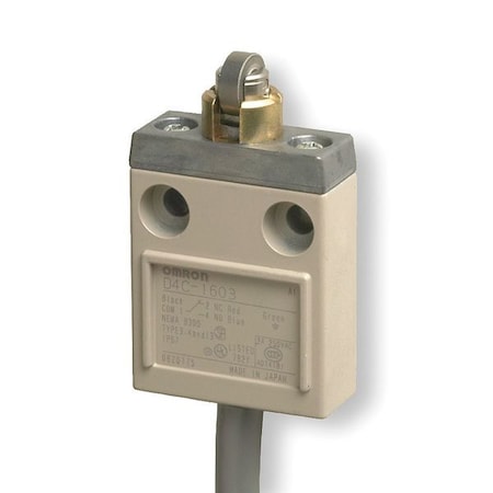 Omron D4C1603 - Limit Switch, Plunger, Roller, SPDT, 5 A at 240 V AC, Actuator Location: Top