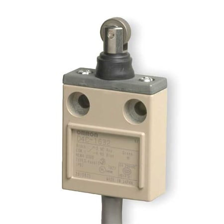 Omron D4C1632 - Limit Switch, Plunger, Roller, SPDT, 5 A at 250 V AC, Actuator Location: Top