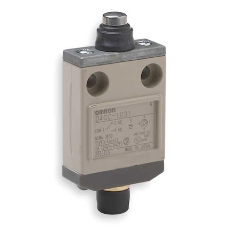 Omron D4CC1031 - Limit Switch, Plunger, SPDT, 1 A at 120 V AC, Actuator Location: Top