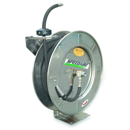 Speedaire 2CUD4 - Spring Return Hose Reel, 1/2 in Hose Diameter, 50 ft Length, 300 psi Max. Pressure, Stainless Steel