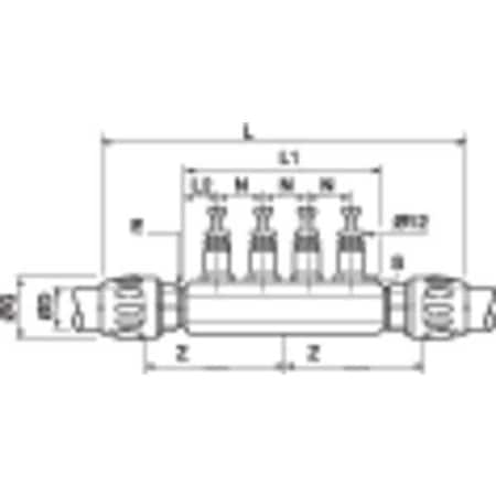 Transair 6651 40 12 04GR - Port Manifold, Aluminum, Push to Connect