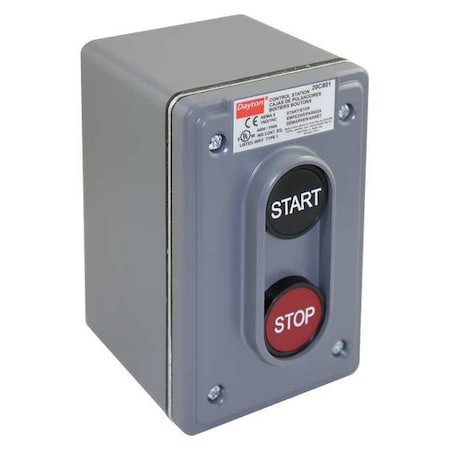 Dayton 20C801 - Push Button Control Station,1 NO/1 NC,22mm