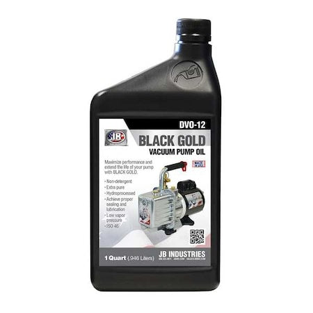 Jb Industries DVO-12 - Vacuum Pump Oil, 1 qt Bottle, 15 SAE Grade, 46 ISO Grade, 444.2 Degree F Flash Point