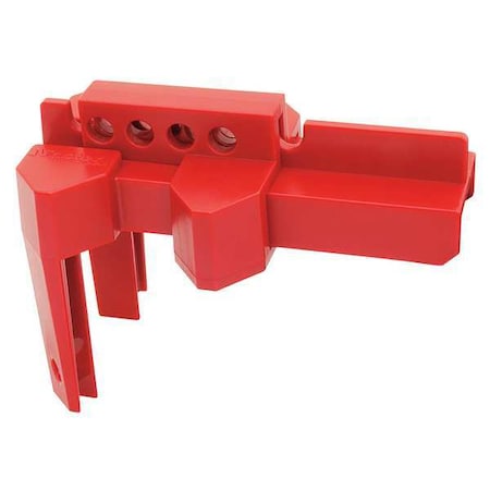 Master Lock S3081 - Adjustable Ball Valve Lockout, Clamp On, For Quarter Turn Handle, Max Number of Padlocks: 4, Red