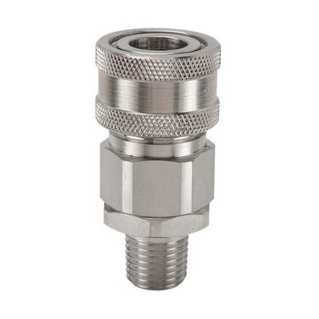 Snap-Tite SVHC4-4MV - Hydraulic Quick Connect Hose Coupling, 316 Stainless Steel Body, Sleeve Lock, 1/4"-18 Thread Size