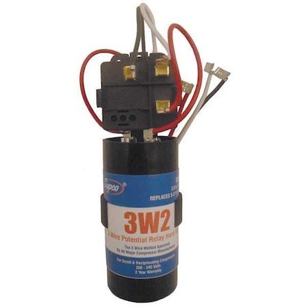 Supco 3W2 - Hard Start Kit, Potential Relay, Start Capacitor, 208 to 240, Single, 3-1/2 to 4-1/2