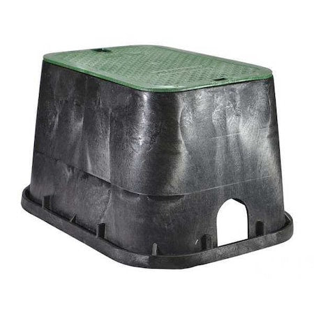 Nds 113BC - Rectangular Valve Box, Polypropylene, 12-1/4 in H x 15-1/2 in W x 21 in L, Black/Green