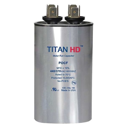 Titan Hd POCF55A - Motor Run Capacitor,55 MFD,440 V,Oval