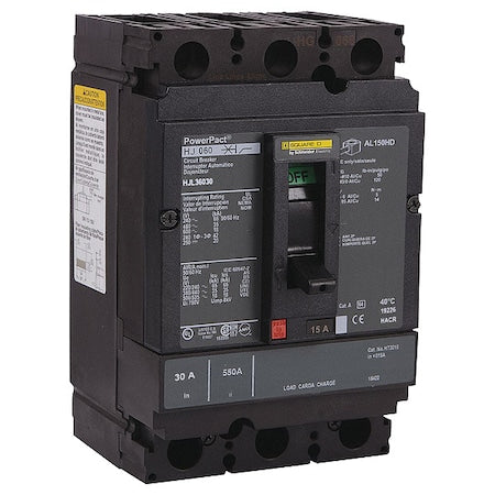Square D HJL36030 - Molded Case Circuit Breaker, POWERPACT H Series, 30 A, 3 Pole, 600 V AC, 100k A at 240 VAC