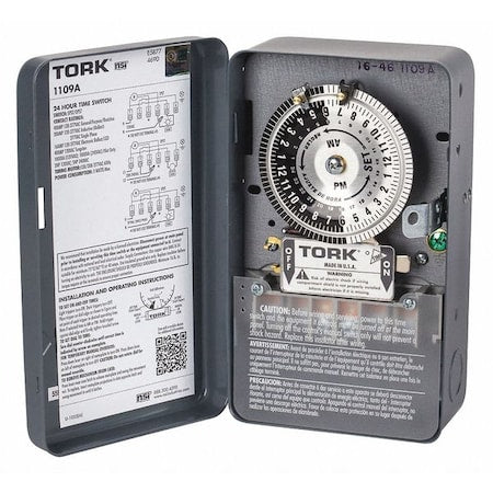 Nsi Tork 1109A - Electromechanical Timer,24 hr,DPST,Metal