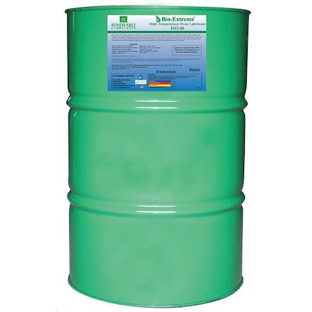 Renewable Lubricants 81856 - Chain & Wire Rope Lubricant, 55 gal, Drum, Vegetable Oil Base, 2,000 Degrees F Max Op Temp, White, Bio-Extreme High Temperature Series