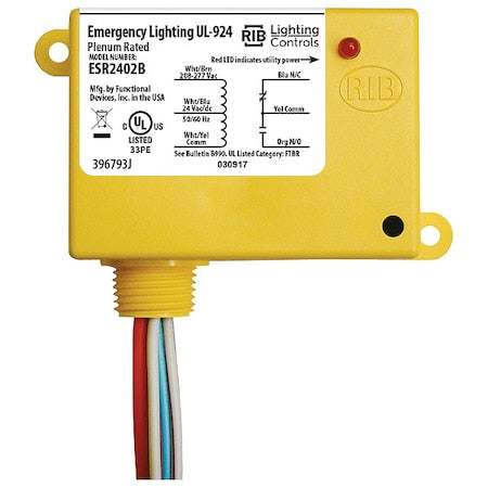 Functional Devices-Rib ESR2402B - Enclosed Pre-Wired Relay,20 A at 277 VAC,SPDT