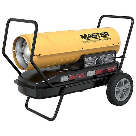 Master 215TMHD-KFA - Portable Oil and Kerosene Torpedo Heater, Diesel, Kerosene, 670 cfm, 5,375 sq ft Heat Area 13 gal