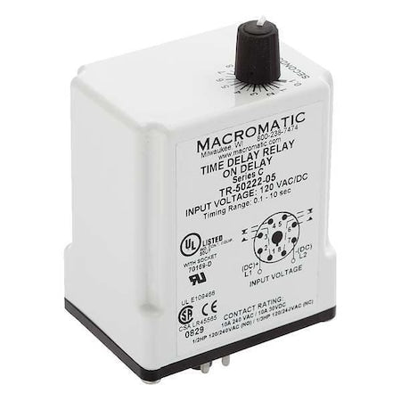 Macromatic TR-50521-12 - Single Function Time Delay Relay, Octal, Interval, 1 Functions 240 V AC, DPDT