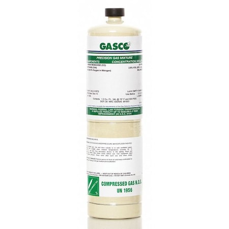 Gasco 34LS-176-0.594 - Calibration Gas, Air, Propane, 34 L, CGA 600 Connection, +/-5% Accuracy, 500 psi Max. Pressure